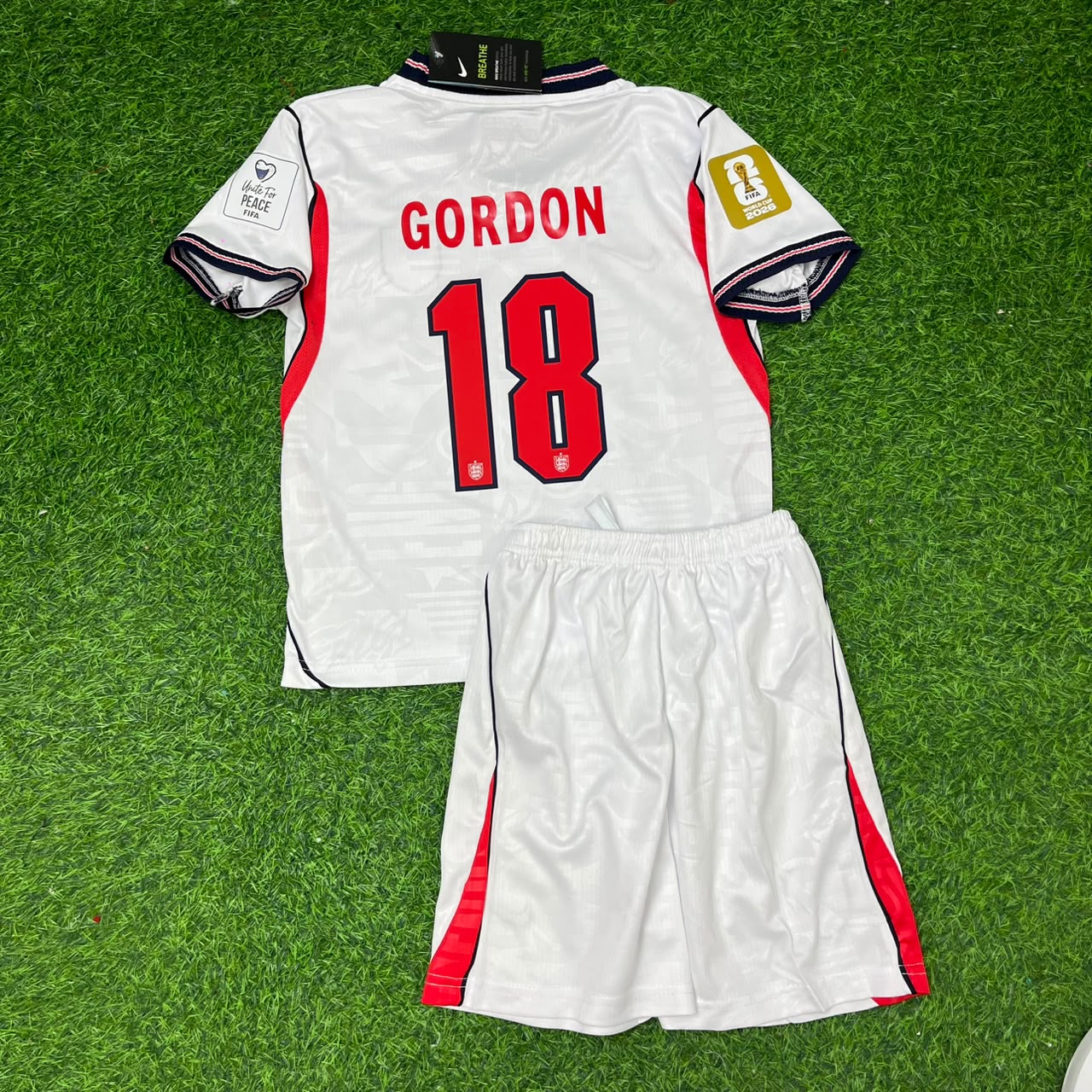 Anthony Gordon #18 England 2026 World Cup KIDS Home White Football Jersey