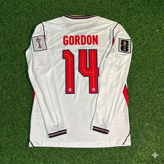 Anthony Gordon #14 England 2026 World Cup Home White Long Sleeve Jersey