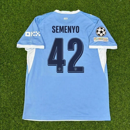 Antoine Semenyo #42 Manchester City 2026-27 Home New Season Champions League Patch Jersey Trikot Maillot Soccer Shirt
