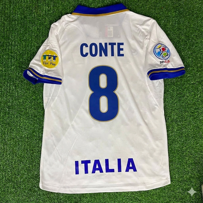 Antonio Conte #8 Italy EURO 1996 White Retro Jersey