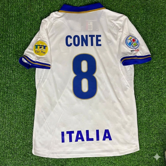 Antonio Conte #8 Italy EURO 1996 White Retro Jersey