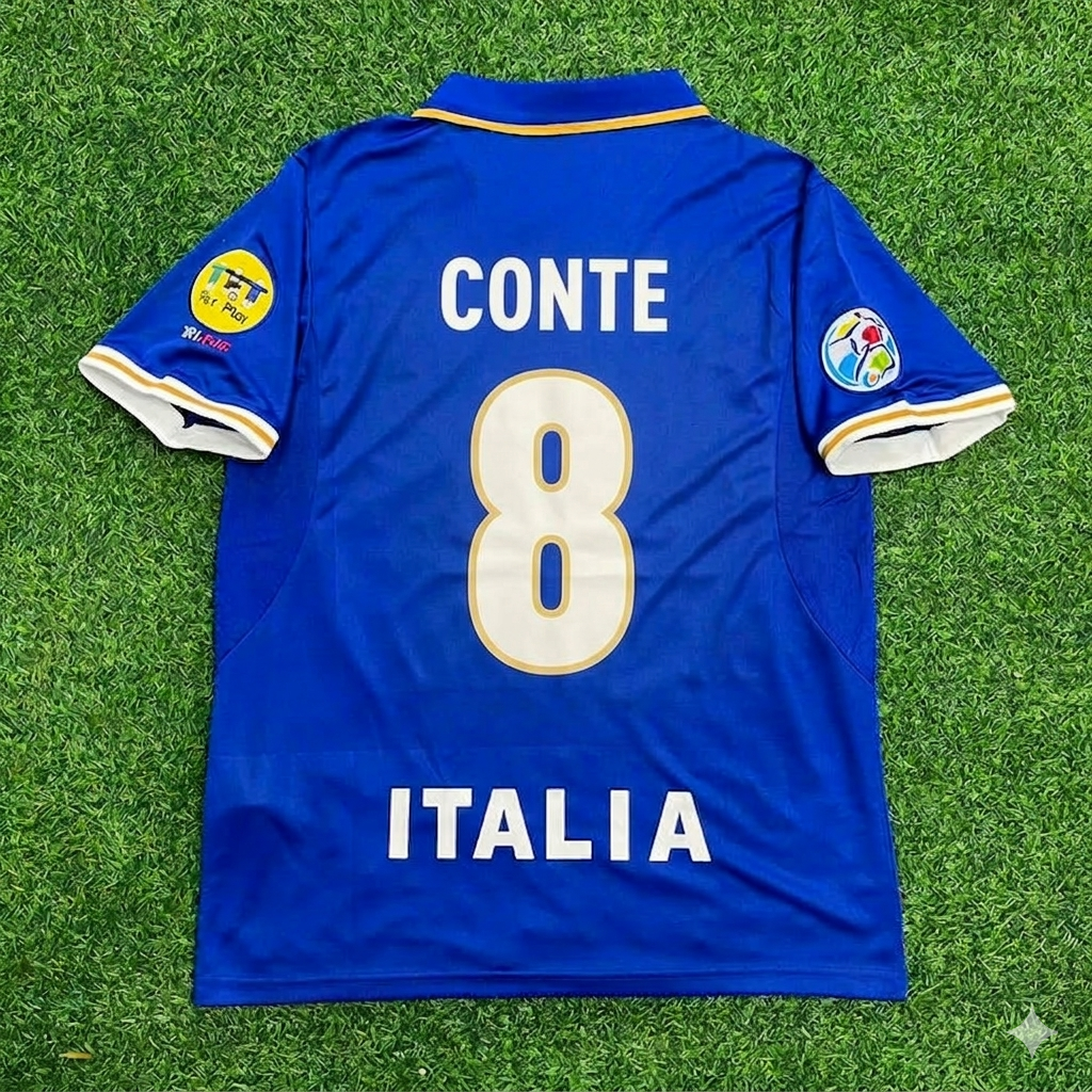 Antonio Conte #8 Italy EURO 1996 Blue Retro Soccer Kit Jersey Trikot Maglia Shirt