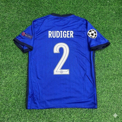 Antonio Rudiger 2- Chelsea 2021 Champions League Final Blue Retro Football Jersey Kit