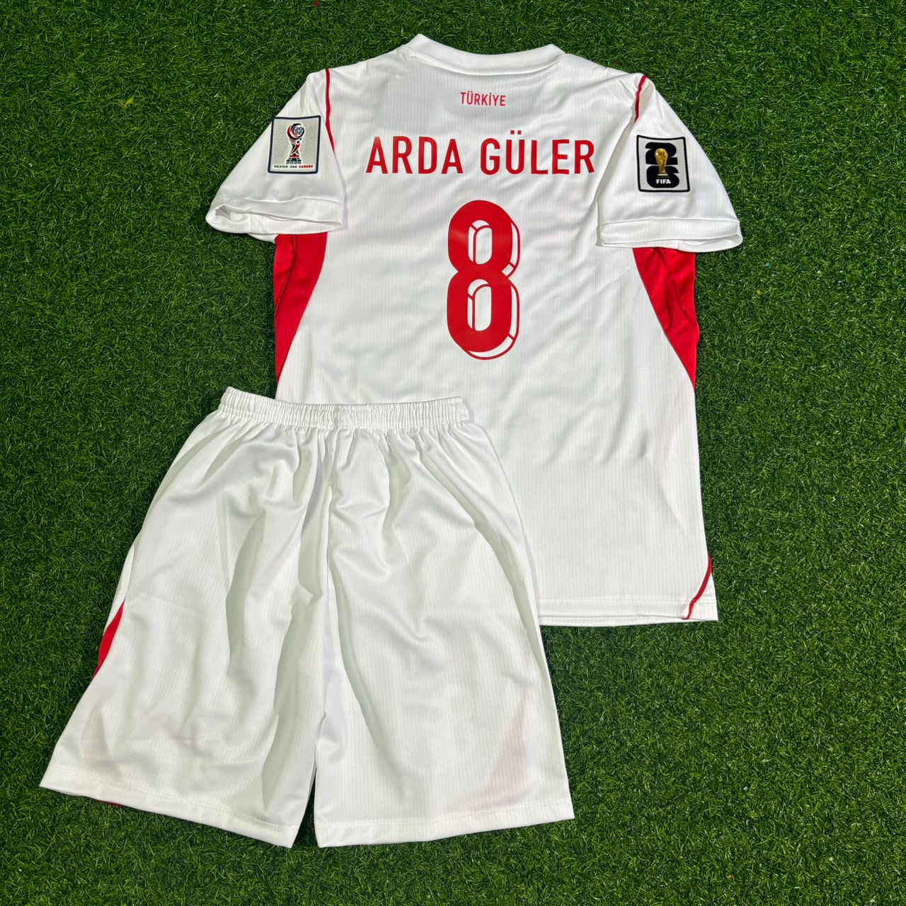 Arda Güler #8 Turkey Türkiye World Cup 2026 Away White Kids Jersey Trikot