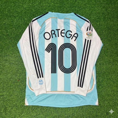 Ariel Ortega #10 Argentina 2006 World Cup Retro Long Sleeve Football Jersey