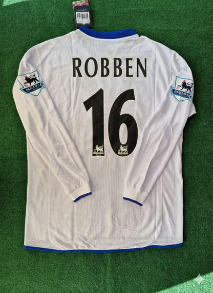 Arjeen Robben 16 Chelsea Away 2004 Retro White Long Sleeve Jersey Trikot Kit Maillot Soccer Shirt