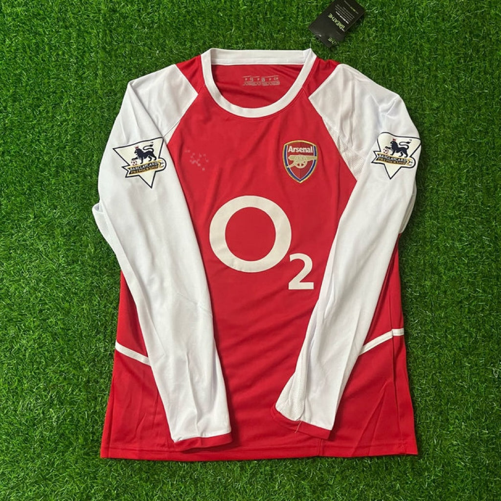 Arsenal Home o2 2002 Retro Long Sleeve  Kit Jersey Trikot Maglia