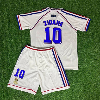 France 1998 Away Zidane Kids Kit – Kit Jersey for Children – | KinderTrikot | Maillot Enfant Personnalisable Soccer Shirt