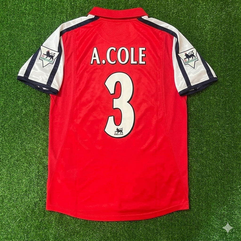 Ashley Cole #3 Arsenal 1999-2002 Red White Retro Jersey Trikot Maglia Camiseta Soccer Shirt
