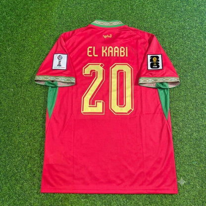 Ayoub El Kaabi Morocco 2026 World Cup Home Red Football Jersey