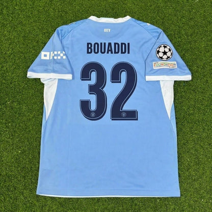 Ayyoub Bouaddi #32 Manchester City 2026-27 Home New Season Champions League Patch Jersey Trikot Maillot Soccer Shirt