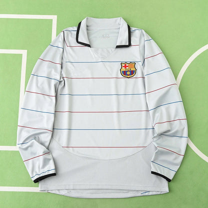 FC Barcelona 03/04 Season Away Long Sleeved Gray Retro Jersey Trikot Soccer Shirt