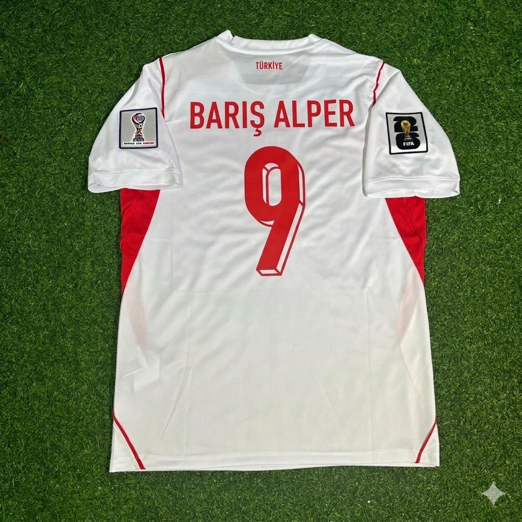 Barış Alper Yılmaz #9 Turkey Türkiye- World Cup 2026 - Away White - Jersey Trikot - Maillot Maglia