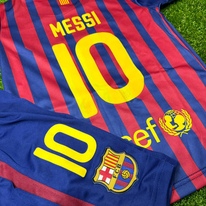 Lionel Messi Barcelona 11/12 Home Kids Kit – Kit Jersey for Children – | KinderTrikot | Maillot Enfant