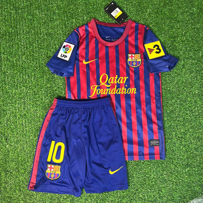 Lionel Messi Barcelona 11/12 Home Kids Kit – Kit Jersey for Children – | KinderTrikot | Maillot Enfant Soccer Shirt