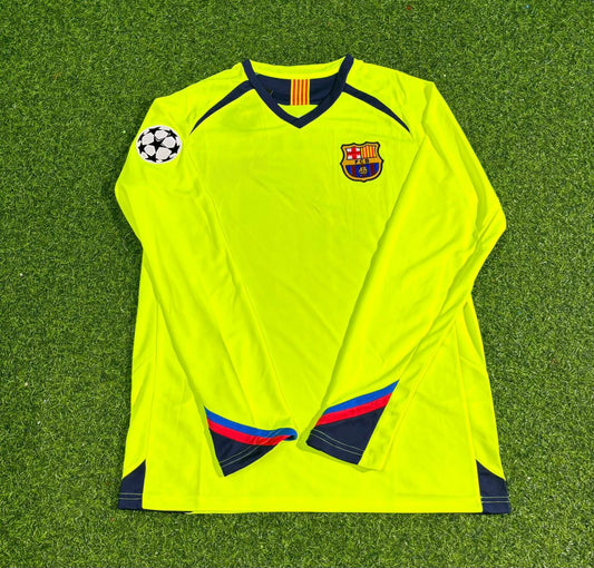 Barcelona 2005-2006 Yellow Green Retro Long Sleeve Football Jersey