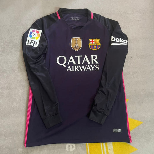Barcelona 14/15 Retro Pink Printing Long Sleeve Jersey Maillot Trikot Maglia