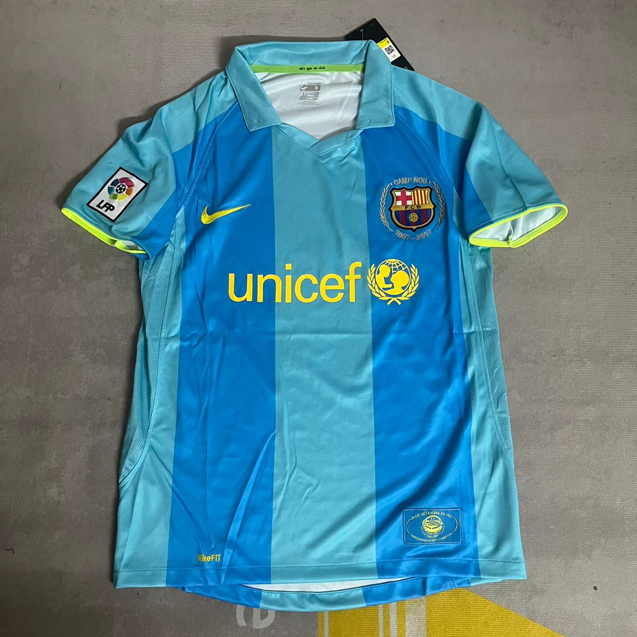 Lionel Messi Barcelona Blue Yellow Number 19 First Debut Retro Jersey Maillot Trikot Maglia