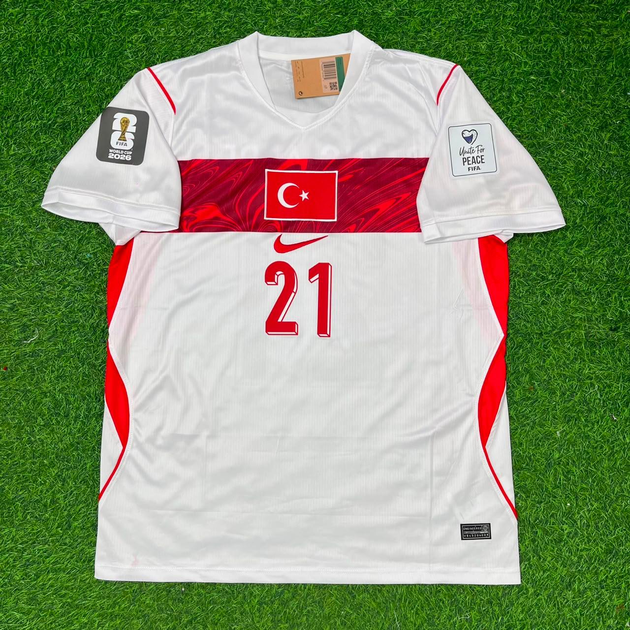 Barış Alper Yılmaz #21 Turkey Türkiye 2026 World Cup Away White Football Jersey