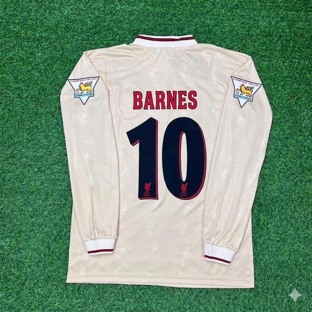 John Barnes Liverpool 1996 1997 Retro Away White Long Sleeve Jersey