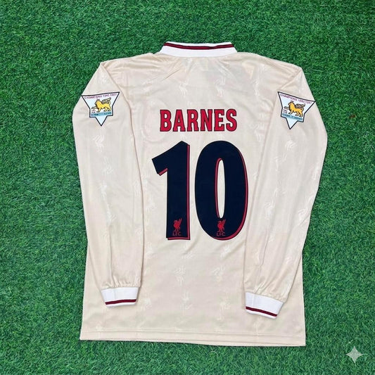 John Barnes Liverpool 1996 1997 Retro Away White Long Sleeve Jersey