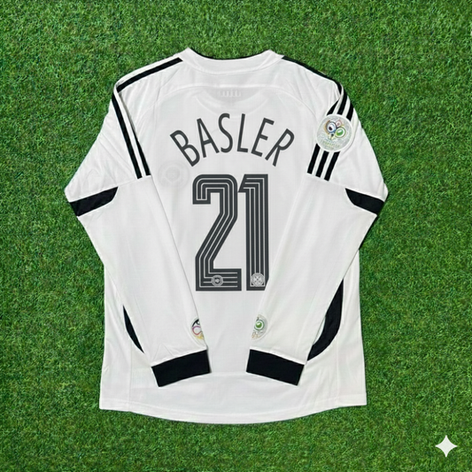 Mario Basler Germany World Cup Long Sleeve White Retro Football Jersey