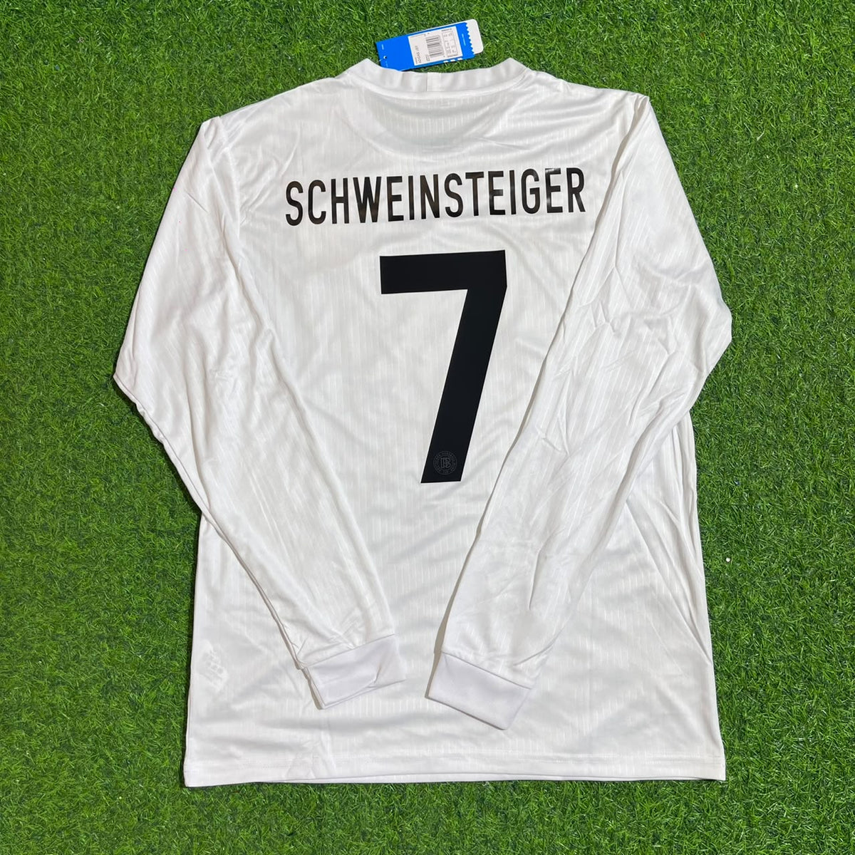 Bastian Schweinsteiger Germany 125 Year Special White Long Sleeve Football Jersey