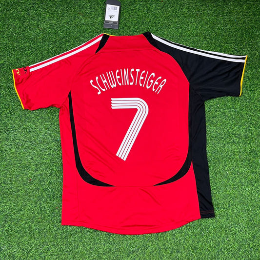 Bastian Schweinsteiger Germany 2006 World Cup Away Red Black Retro Football Jersey