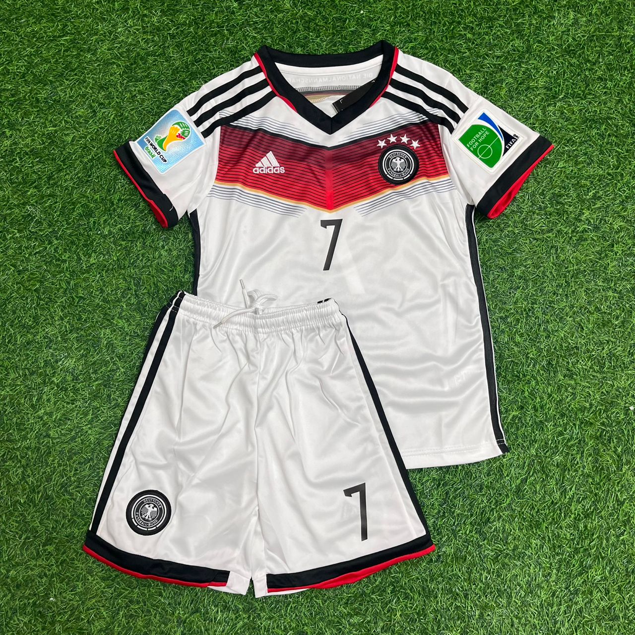 Bastian Schweinsteiger Germany 2014 World Cup White Retro Kids Football Jersey Kit