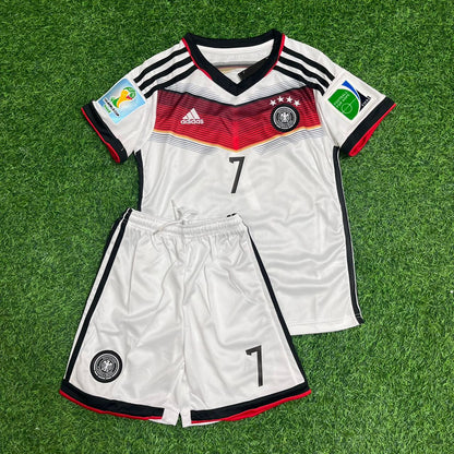 Bastian Schweinsteiger Germany 2014 World Cup White Retro Kids Football Jersey Kit