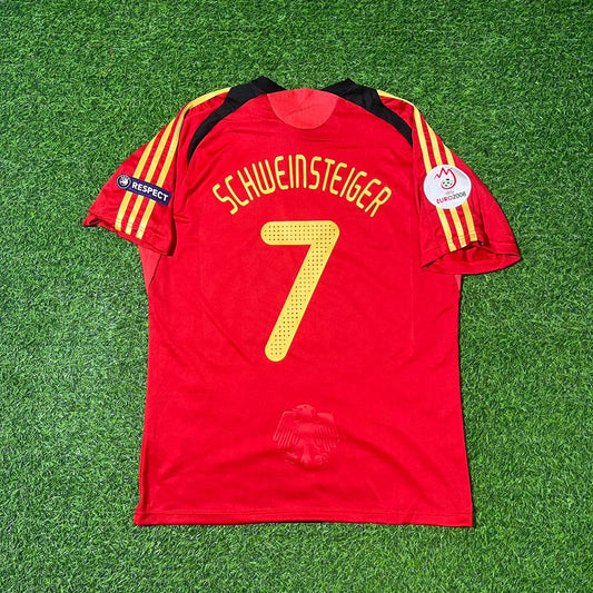 Bastian Schweinsteiger Germany EURO 2008 Away Red Retro Football Jersey Kit