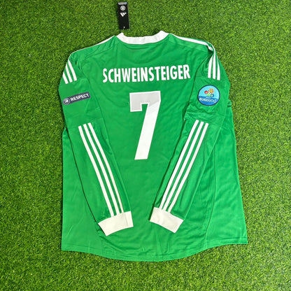 Bastian Schweinsteiger Germany EURO 2012 Long Sleeve Green Retro Football Jersey