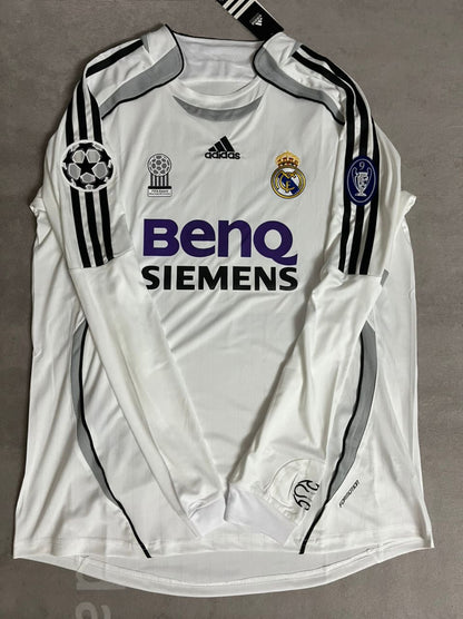 David Beckham Real Madrid 2006-2007 White Black Jersey Soccer Shirt