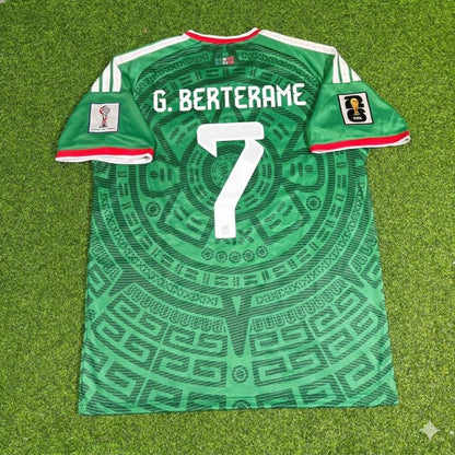 Germán Berterame Mexico 2026 World Cup Home Green Football Jersey
