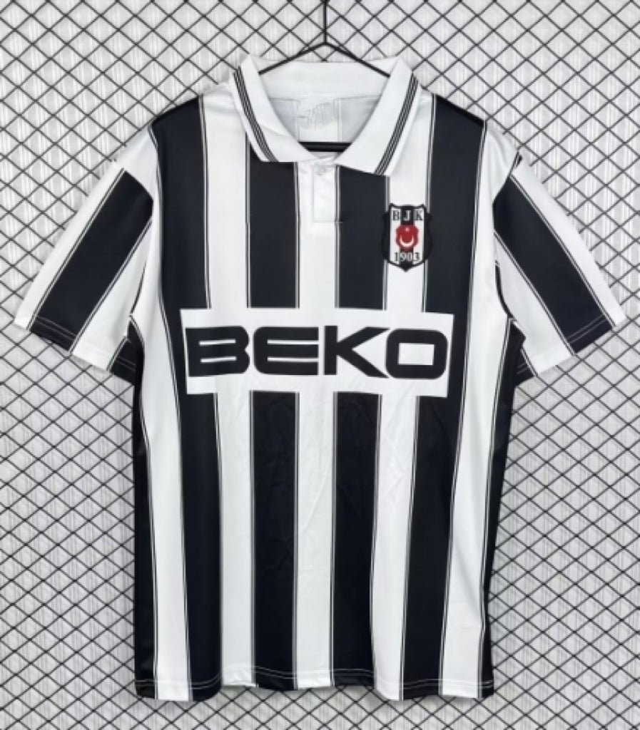 Besiktas 1996/1997 Black White Away Retro Football Trikot Maillot Jersey