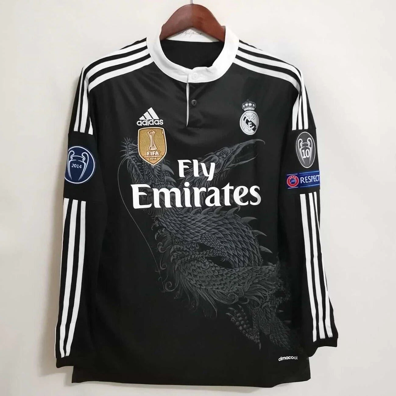 Cristiano Ronaldo Real Madrid 2014 2015 Black Retro Football jersey long sleeve