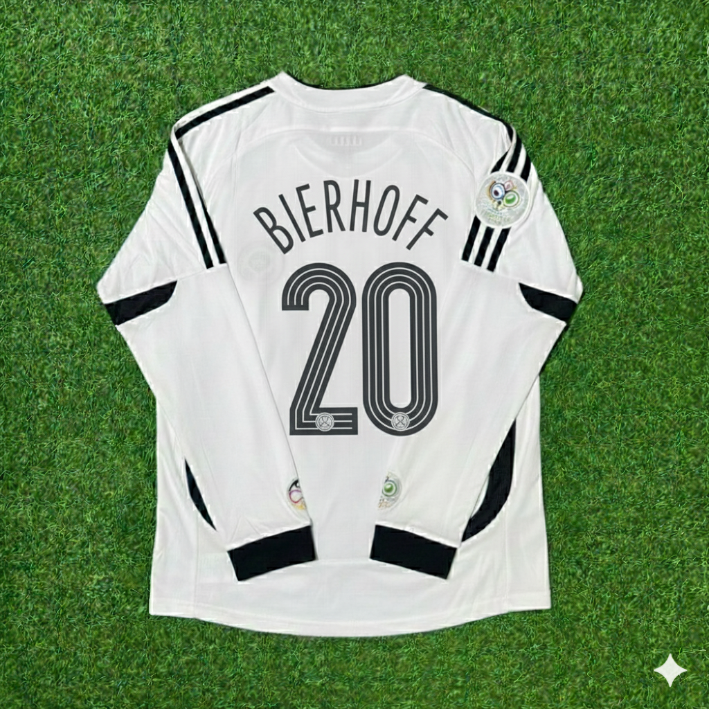 Maillot de football rétro blanc à manches longues Oliver Bierhoff Allemagne Coupe du Monde