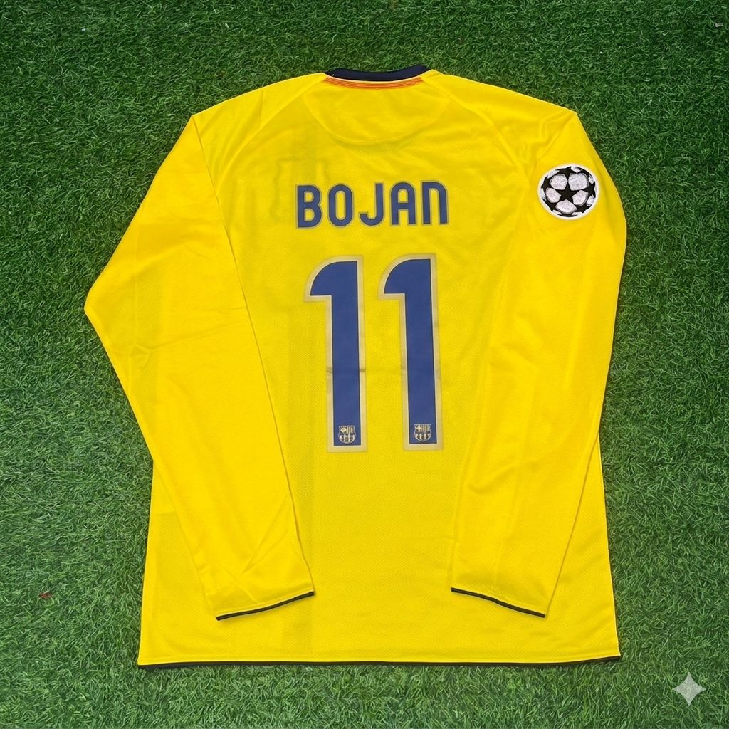 Bojan Krkic FC Barcelona 08/09 Season Yellow Away Retro Jersey Trikot Soccer Shirt