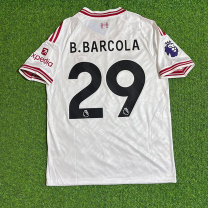 Bradley Barcola #29 Liverpool New Season 2027 White Away Football Jersey Kit