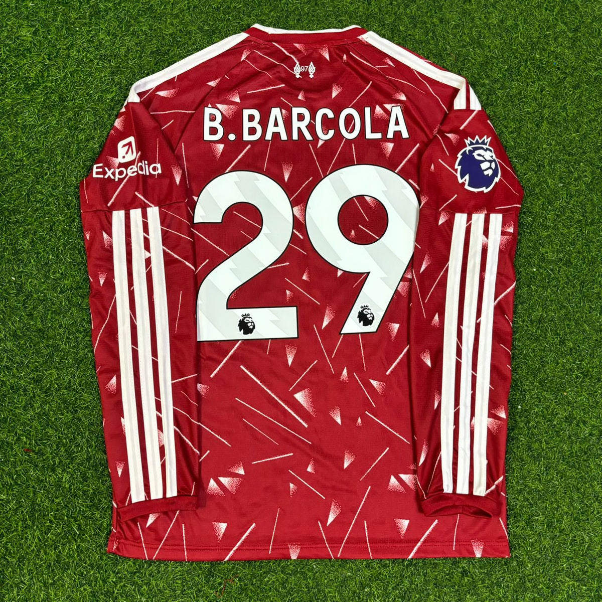 Bradley Barcola #29 Liverpool 2027 New Season Long Sleeve Home Football Jersey Kit