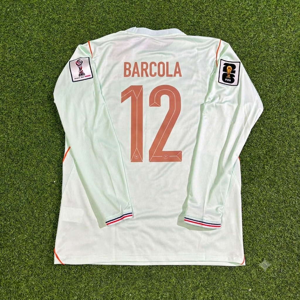 Bradley Barcola #22 France 2026 World Cup Away Long Sleeve Jersey