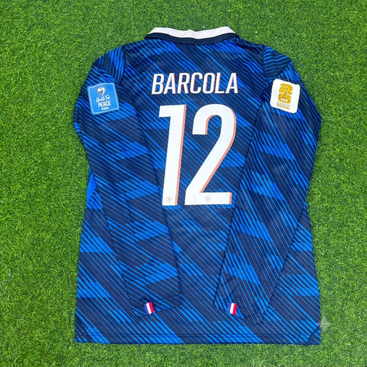 Bradley Barcola #12 France 2026 World Cup Home Long Sleeve Football Jersey