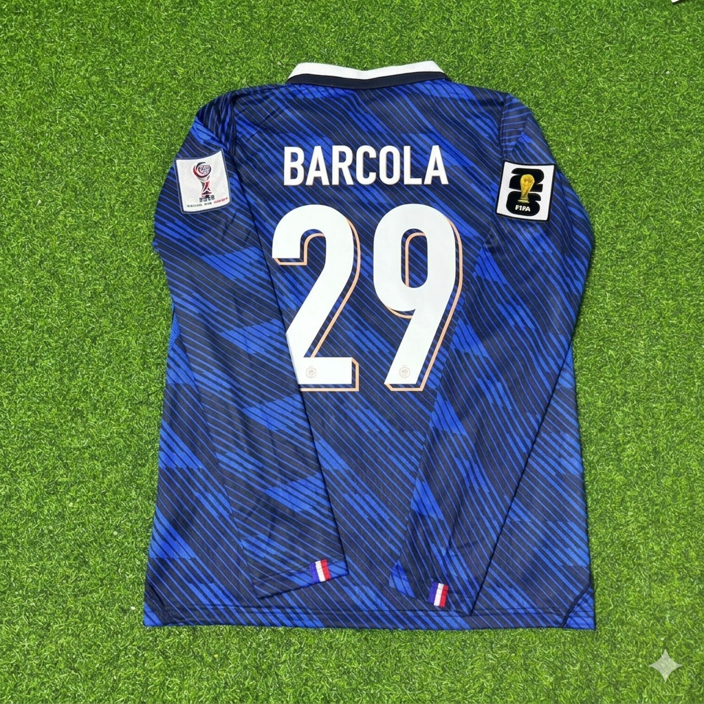 Bradley Barcola #29 France 2026 World Cup Home Long Sleeve Football Jersey