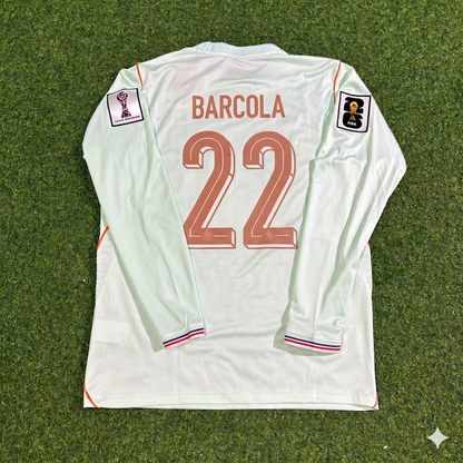 Bradley Barcola #22 France 2026 World Cup Away Long Sleeve Jersey