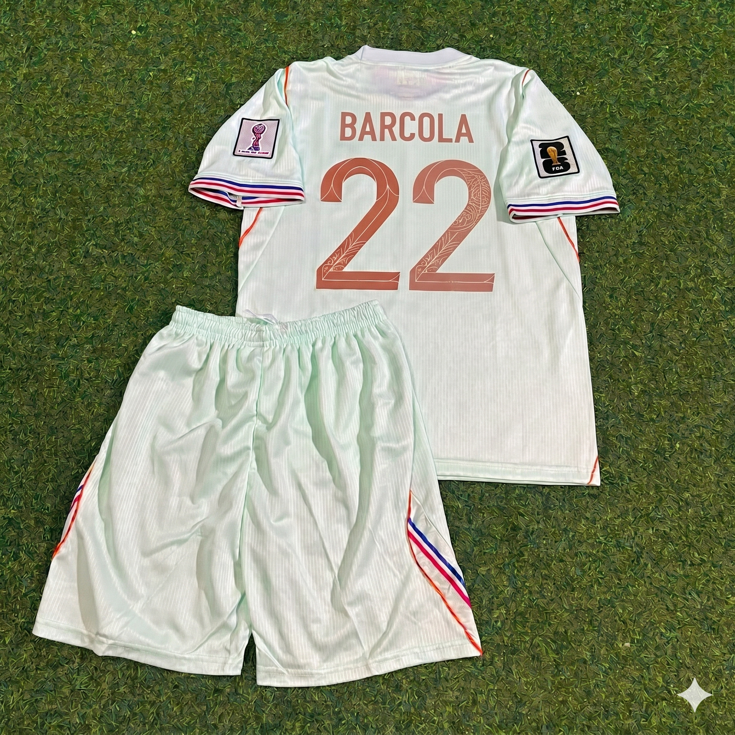 Bradley Barcola #22 France 2026 World Cup Kids Away Football Jersey