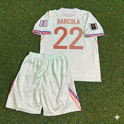 Bradley Barcola #22 France 2026 World Cup Kids Away Football Jersey