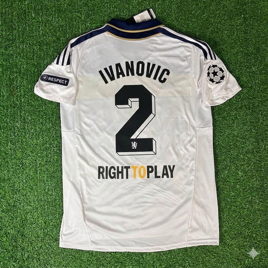 Branislav Ivanović #2 Chelsea 2011 2012 Champions League White Yellow Retro Jersey Trikot