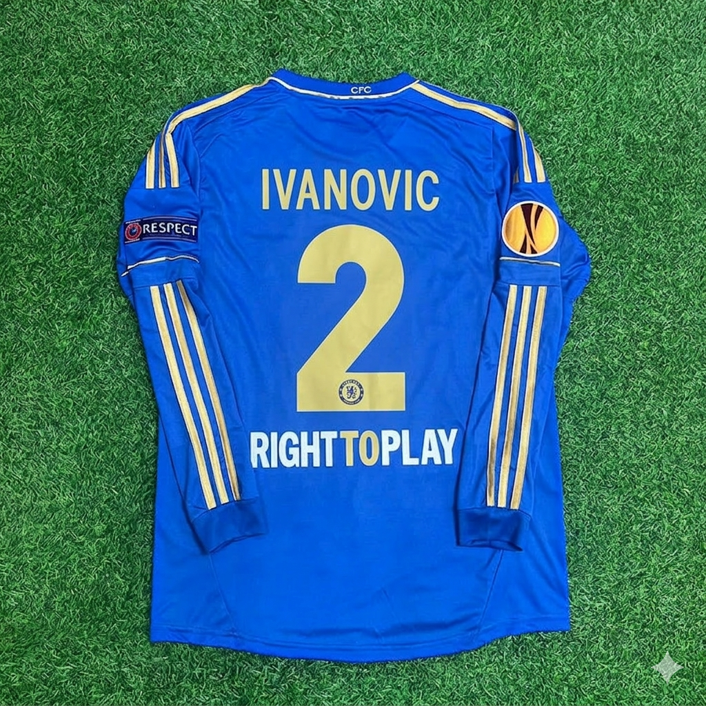 Branislav Ivanović 2-Chelsea 2013 Europe League Final Amsterdam Blue Retro Football Jersey Soccer Shirt