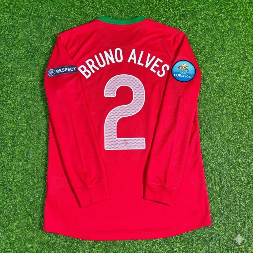 Bruno Alves #2 Portugal EURO 2012 Long Sleeve Retro Football Jersey