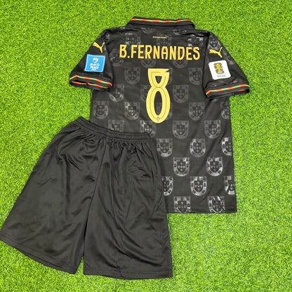 Bruno Fernandes Portugal 2026 World Cup Black Kids Football Jersey